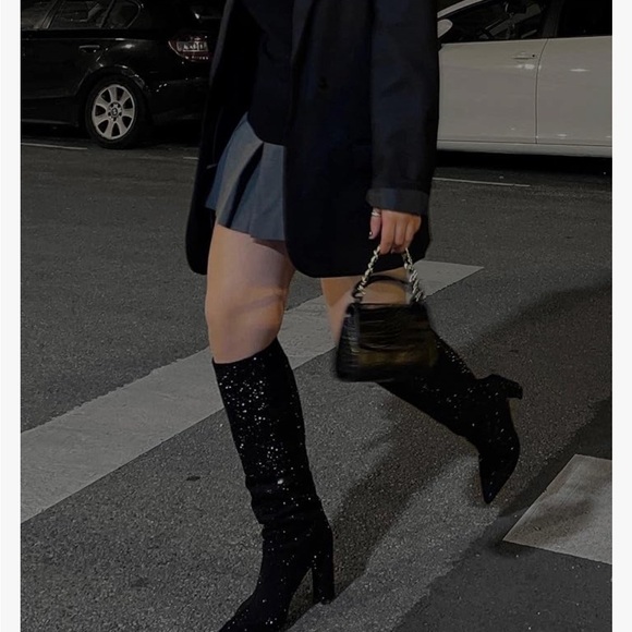 Knee High Glitter Boots SZ 10 - Picture 2 of 6